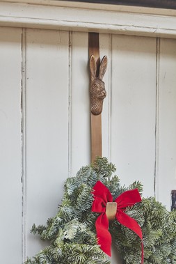 CHRISTMAS WREATH HANGER HARE BRASS
