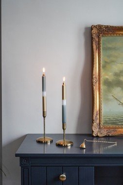 DIPPED GOLD IVORY SAGE COLOUR CANDLES SET OF 2