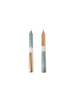 Dipped Gold Ivory Blue Colour Candles Set Of 2 &pound;9.99