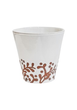 DOVER TERRACOTTA FOLIAGE GLAZED WHITE PLANTER H14.5CM D15CM £14.99