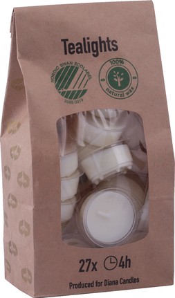 ECO FRIENDLY TEALIGHTS BAG OF 27 (4 HOUR) WHITE £9.99