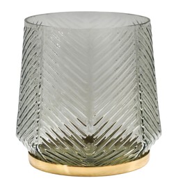 ELM EMBOSSED CANDLE HOLDER CLEAR GREY H20CM £29.99