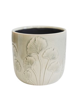 EMBOSSED MUSHROOM PLANTER IVORY H13CM D13.5CM £9.99