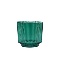 EMERALD RIBBED GLASS HOLDER H10.5CM W10.5CM £6.99