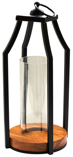 Felicity Circular Base Lantern In Acacia Wood:Black &pound;44.99