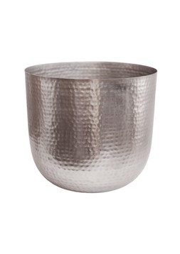 FELIX HAMMERED METAL SILVER PLANTER H23CM D25.5CM £29.99