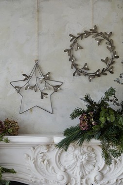 Galvanised Mistletoe Wreath D32cm &pound;29.99, Antique Gold Star Mistletoe Wreath W31cm &pound;29.99