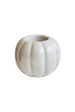 GLAZED PUMPKIN TEALIGHT HOLDER WHITE H8CM W10CM £6.99