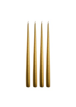 GOLD TAPER CANDLES 4 PACK £11.99
