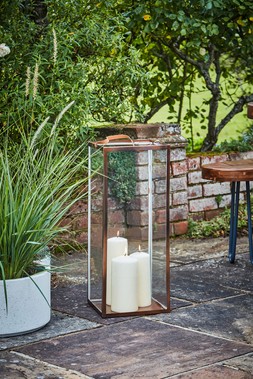 HAMPTON TALL LANTERN IN COPPER H60CM W25CM &pound;89.9