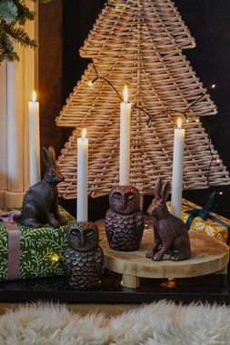 CAST ALUMINIUM HARE CANDLE HOLDER ANTIQUE COPPER £29.99