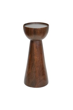 Harvey Walnut Wooden Candle Holder H22cm D9cm &pound;29.99