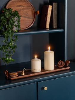 Harvey Walnut Wooden Candle Plate D28cm &pound;34.99, Harvey Walnut Wooden Candle Tray W50cm &pound;39.99