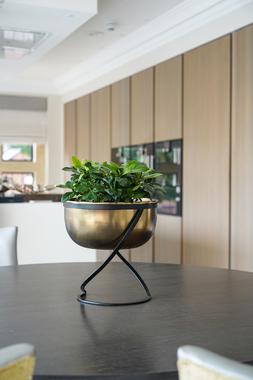 Indoor Kensington Brass Metal Round Planter On Stan Dh30cm W28cm &pound;69.99