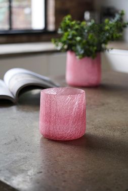 KEW CRIMSON CRACKLE GLASS PLANTER LARGE 14CM &pound;24.99
