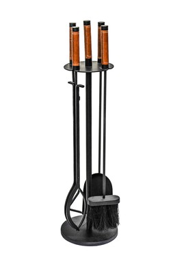 LEATHER HANDLE FIRESIDE COMPANION SET £149.99