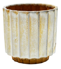 LUGANO SCALLOPED MUSTARD REACTIVE PLANTER H16CM D16CM &pound;17.99