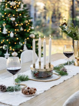 METAL CANDLE HOLDER WITH GLASS BOWL GOLD H9CM D20CM £39.99