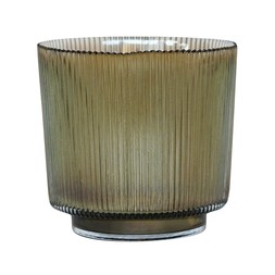 MOCHA RIBBED GLASS HOLDER H14CM W15CM £12.99