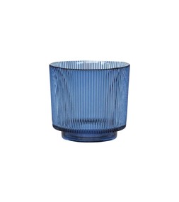 Navy Ribbed Glass Holder H14cm W15cm £12.99