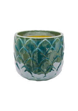 OUTDOOR BRAMLEY GREEN GLAZED PLANTER H32.5CM D37CM £39.99