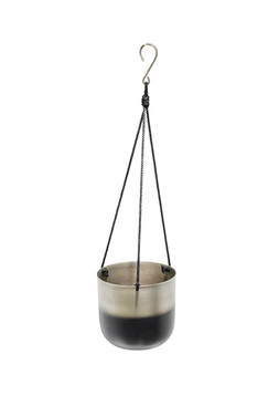 OSCAR TWO TONE SILVER METAL HANGING PLANTER H13CM D14.5CM £10.99