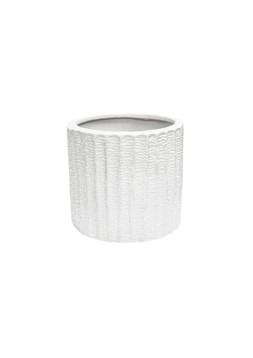 OUTDOOR CHARLESTON TEXTURED WHITE PLANTER H20.5CM D23CM &pound;29.99 (OCTWP23)