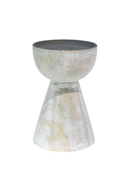 Padstow White Wash Wooden Candle Holder H14cm D9cm &pound;19.99