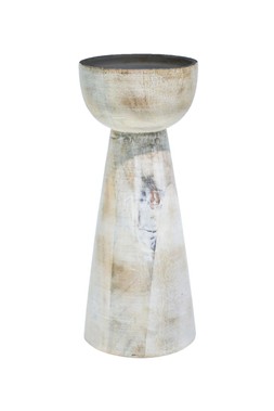 Padstow Whitewash Wooden Candle Holder H22cm D9cm £24.99