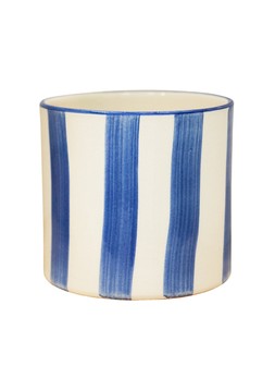 PAROS BLUE PAINTED STRIPE PLANTER H16.5CM D17CM £18.99