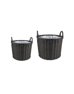 POLYRATTAN SET OF TWO LINED PLANTERS WILLOW &pound;79.98 (165336S2)