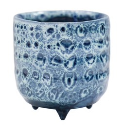 Sapphire Reactive Glaze Planter With Foot H7cm D7cm &pound;5.99