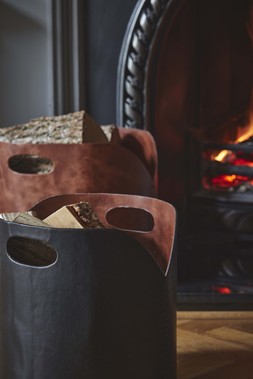 Tan Faux Leather Log Bucket H30cm W40cm &pound;89.99