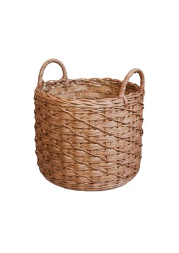 Woven Round Rattan Log Basket With Handles H37.5cm D36cm £49.99