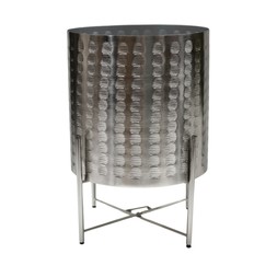 Zendaya Silver Embossed Metal Planter With Stand H25cm D25cm &pound;69.99