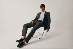 Regular Fit Cotton Rich Blazer in Grey Check