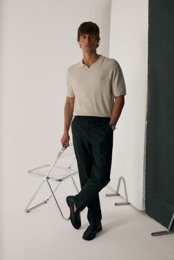 Slim Fit Suit Trousers in Black