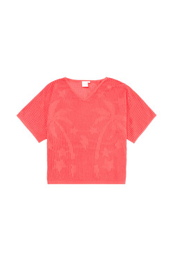 Coral Palm Knitted Crochet Jumper