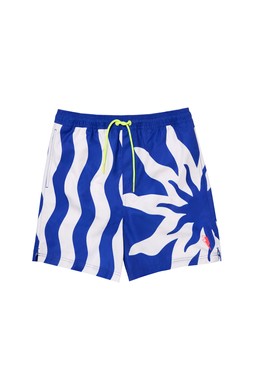 Mens bright blue sun print swim shorts 2334