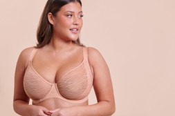 SMOOTHIE LACE LATTE MOULDED BALCONY BRA £38 €57 USD$71 CAD$87 AUD$91.95 & BRAZILIAN BRIEF £16 €25 USD$28 CAD$30 AUD$32.95