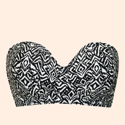 Wild Horizon Bandeau Strapless Multiway Bikini Top Black Print