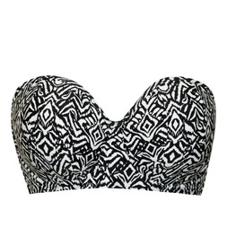 Wild Horizon Bandeau Strapless Multiway Bikini Top Black Print