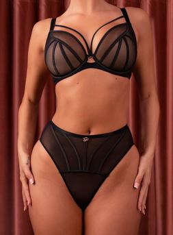 SENSES BLACK PLUNGE BRA &pound;46 & HIGH WAIST BRIEF &pound;26