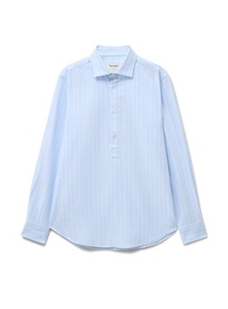 Neem London Recycled Oxford Cloth Cotton Sky New Cut Away Popover Shirt £140