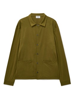 Neem London ZQ Merino Wool Jersey Antique Gold Jersey Cardigan £190