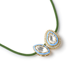 VIXII, TRUE UNION - KHAKI, PERIWINKLE BLUE & GOLD NECKLACE - RRP £289, www.vixiiworld.com
