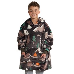 OHS Woodland Bear Campfire Print, Kids - Charcoal-£12