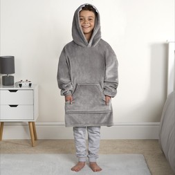 OHS Kids Novelty Shark Tooth Hoodie Blanket - Grey