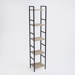 OHS 5 Tier Wooden Iron Shelving Unit – Natural/Black - £31