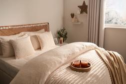 OHS Ribbed Faux Fur Duvet Set - Cream - double &pound;26